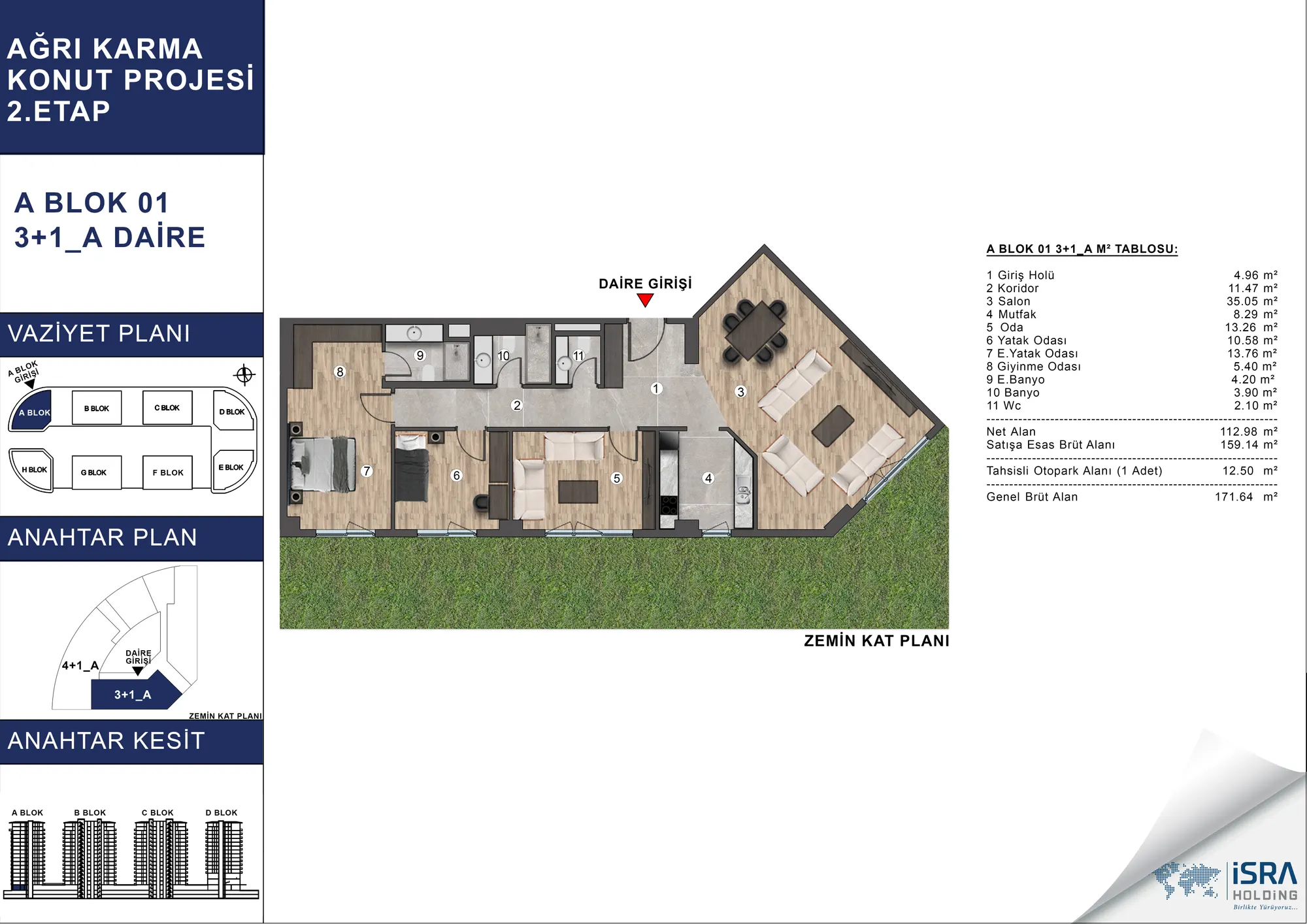 V Premium Ağrı A Blok 3+1 Daire kat planı — A tipi