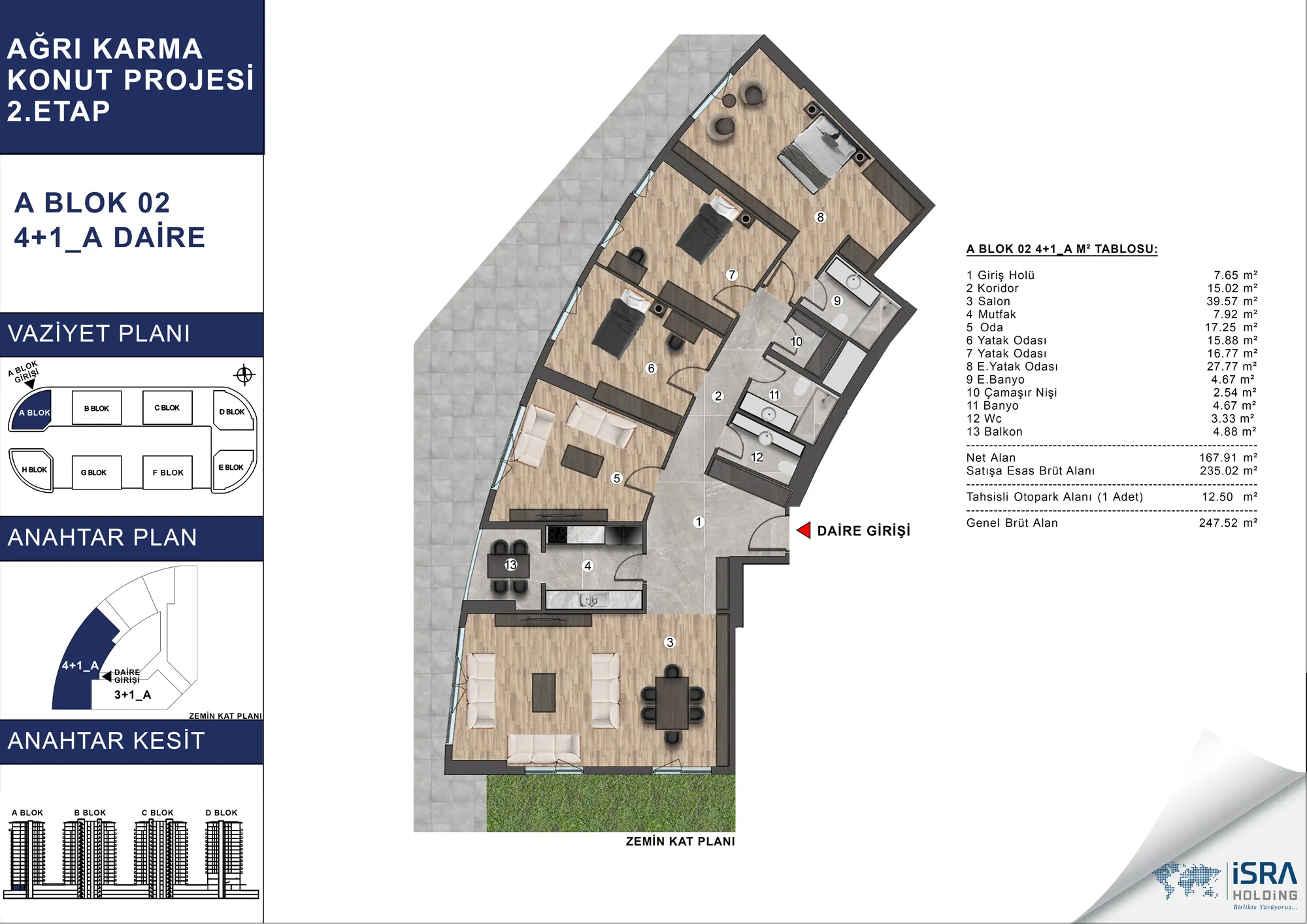 V Premium Ağrı A Blok 4+1 Daire kat planı — A tipi