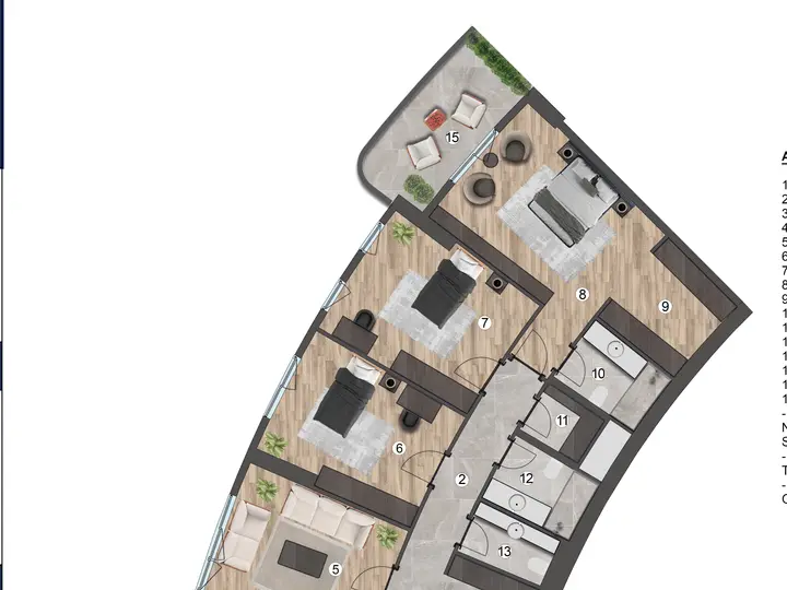A Blok 4+1 Daire kat planı