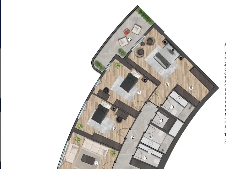 A Blok 4+1 Daire kat planı