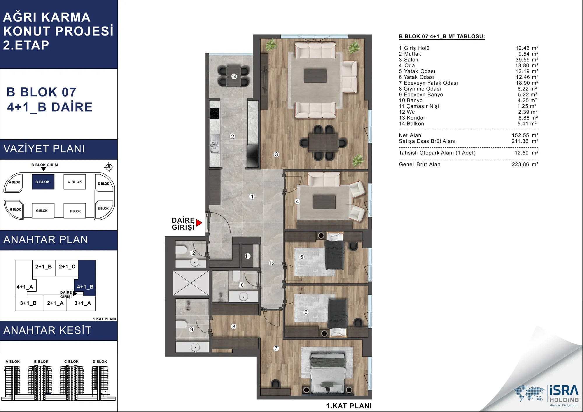 V Premium Ağrı B Blok 4+1 Daire kat planı — B tipi