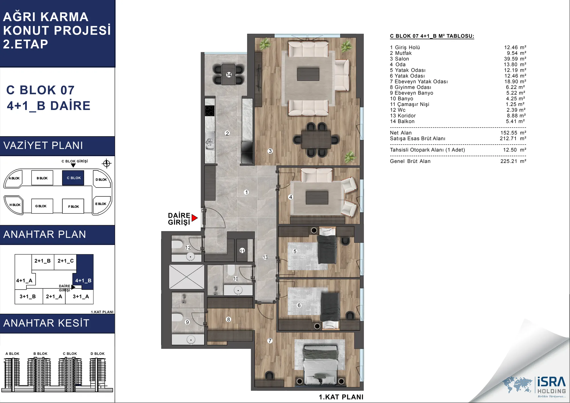 V Premium Ağrı C Blok 4+1 Daire kat planı — B tipi