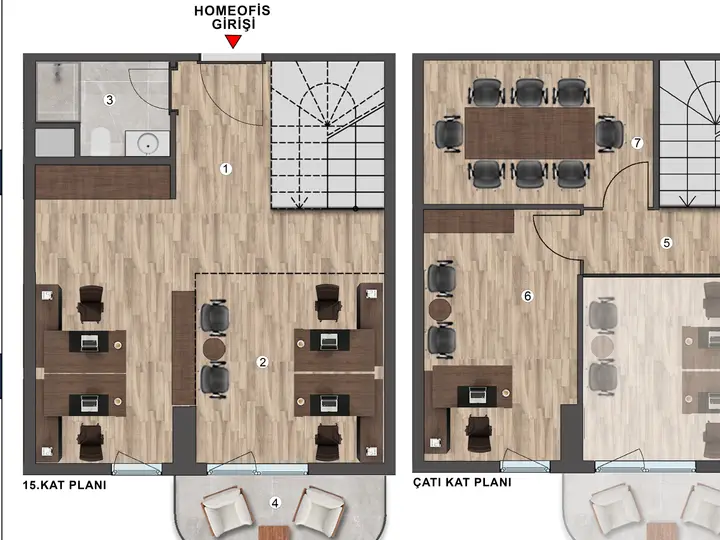 D Blok 2+1 Loft kat planı