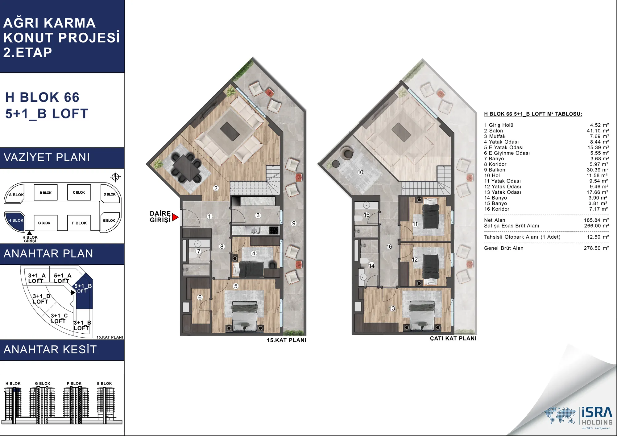 V Premium Ağrı H Blok 5+1 Loft kat planı — B tipi
